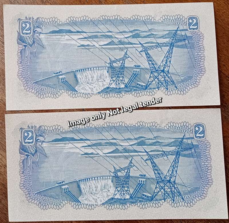 Lot of x2 consecutive 1974 T.W de Jongh R2 notes (Uncirculated)