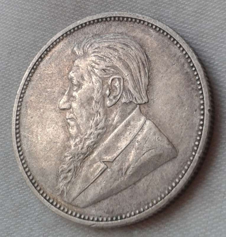 Very nice 1897 ZAR Kruger silver 2 Shillings in XF