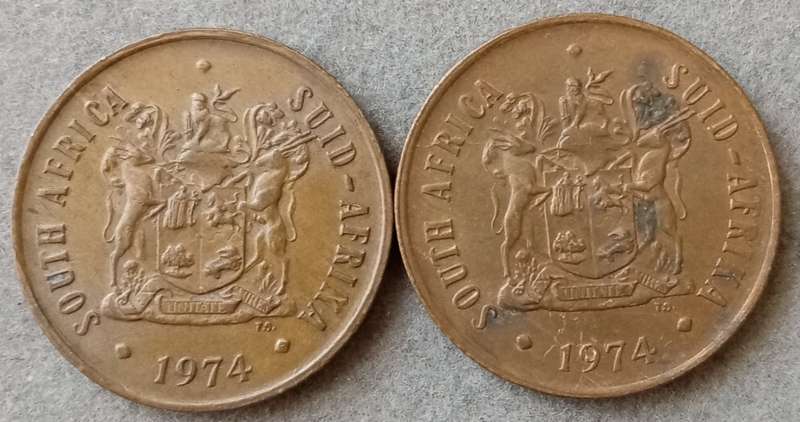 Set of x2 republic 1974 2c coins