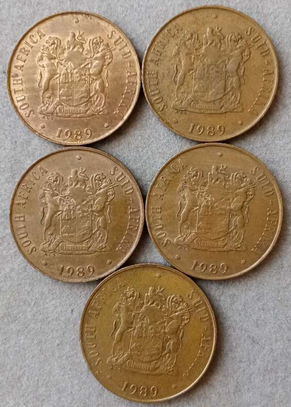 Lot of x5 republic 1989 2c coins