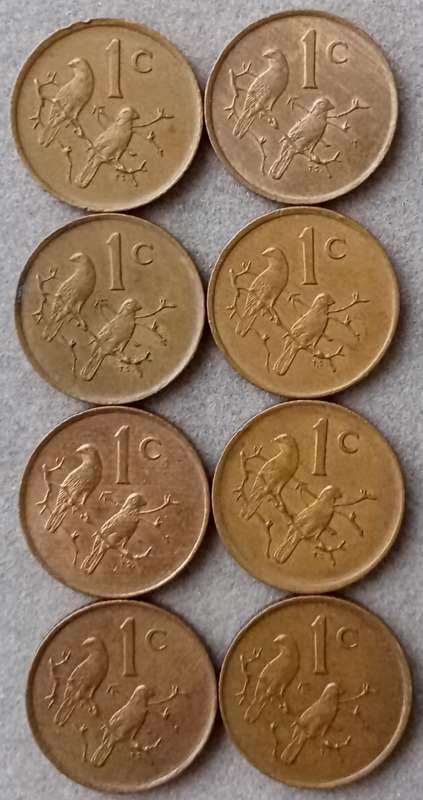 Lot of x8 republic 1986 1c coins