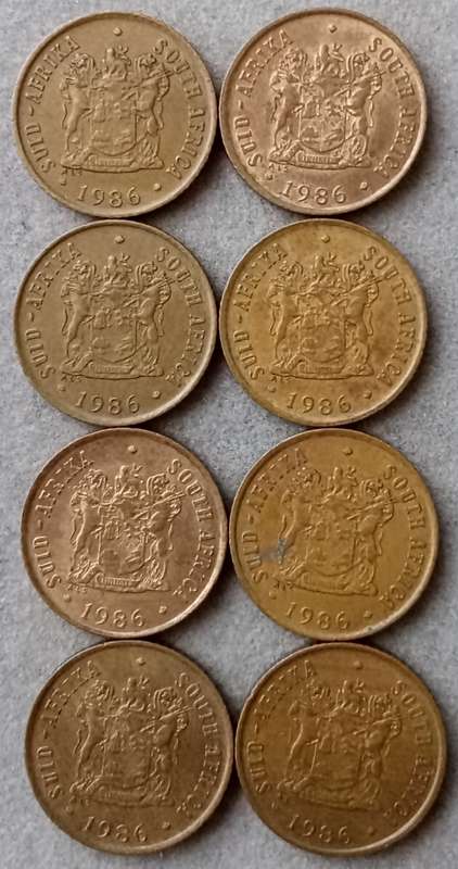 Lot of x8 republic 1986 1c coins