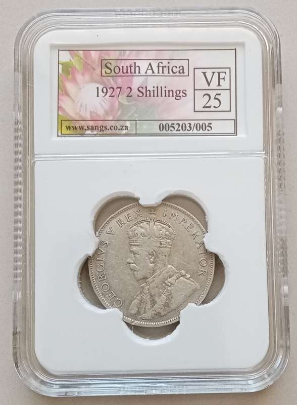 1927 Union silver 2 Shillings SANGS VF25