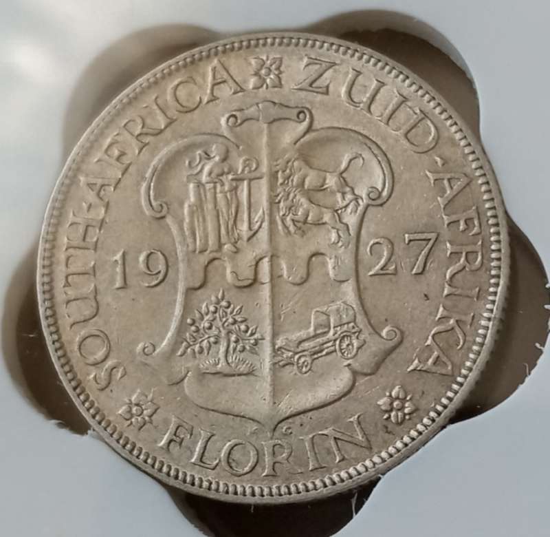 1927 Union silver 2 Shillings SANGS VF25