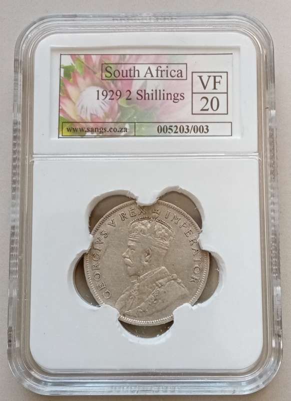 Nice 1929 union silver 2 Shillings SANGS VF20