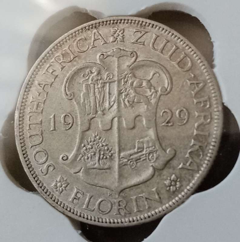 Nice 1929 union silver 2 Shillings SANGS VF20
