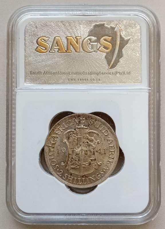 1941 Union silver 2 Shillings SANGS MS62