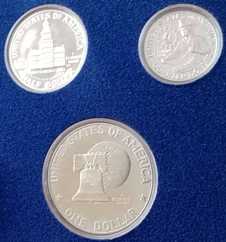 1976 S USA Bicentennial 40% silver 3 coin proof set in original packaging