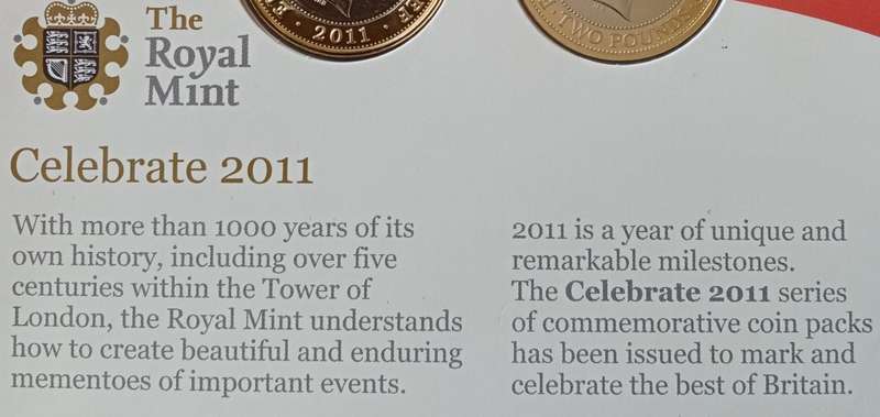 2011 Great Britain uncirculated commemorative 13 coin set in Royal Mint presentation pack