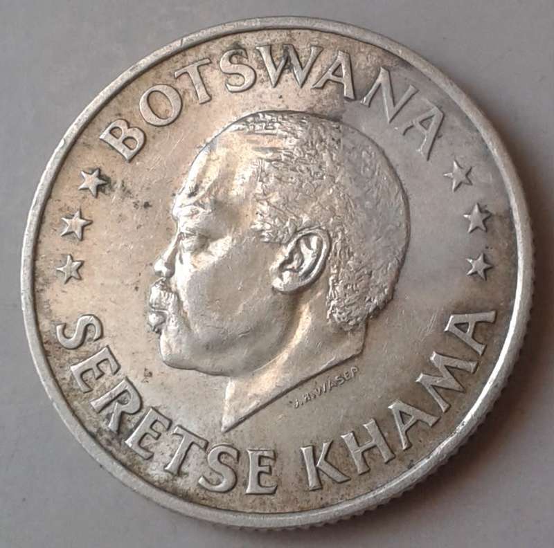 Scarce 1966 Botswana silver 50c (mintage 40000)