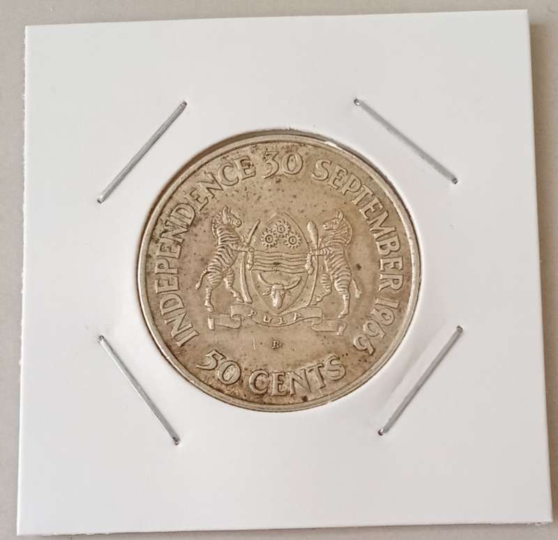 Scarce 1966 Botswana silver 50c (mintage 40000)