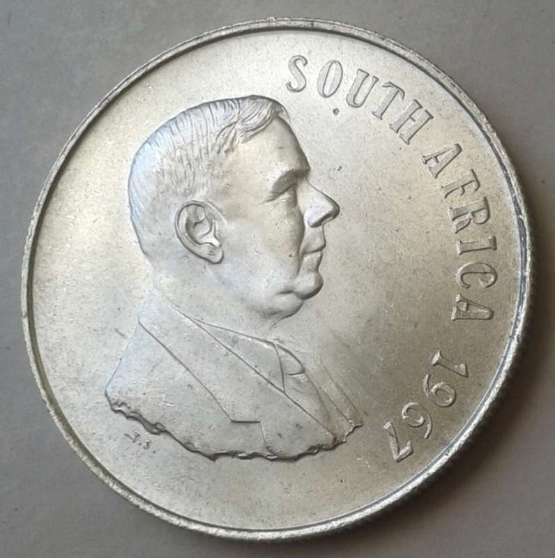 1967 English uncirculated silver R1 (H.F Verwoerd).