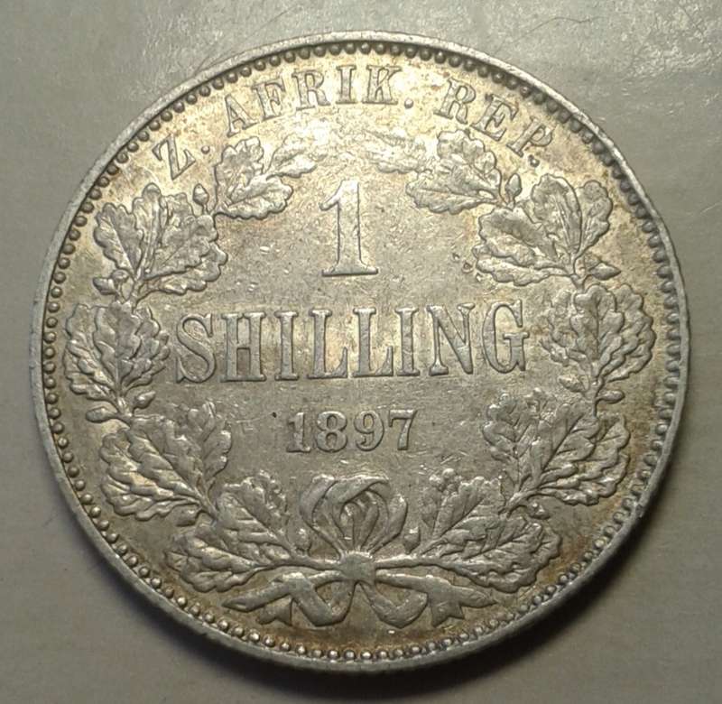 1897 ZAR Kruger silver shilling in XF.