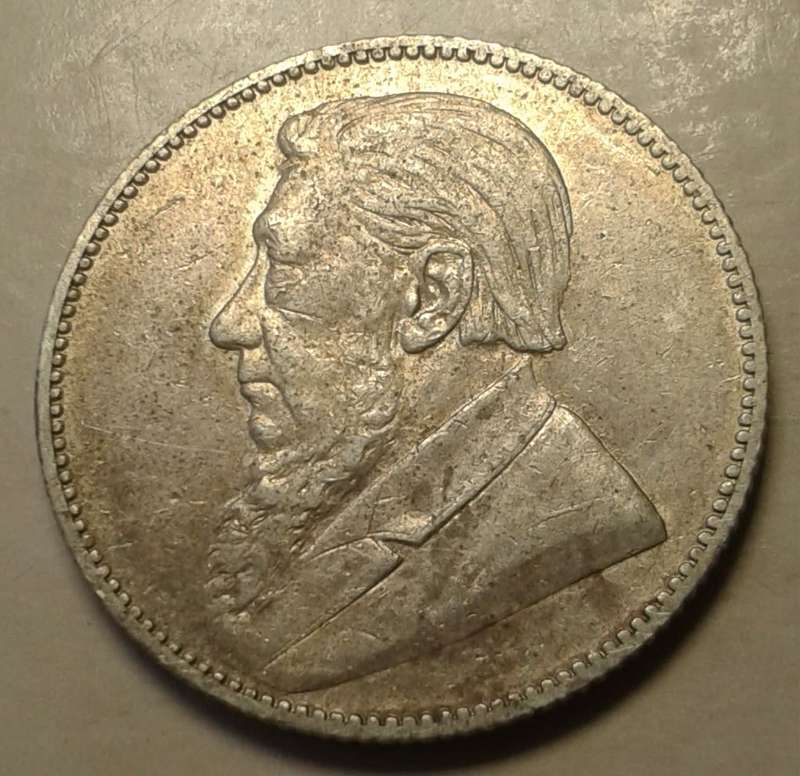 1897 ZAR Kruger silver shilling in XF.