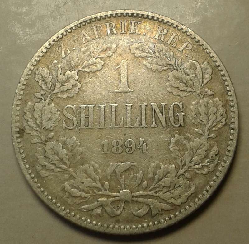1894 ZAR Kruger silver shilling in VF