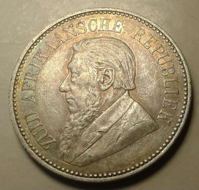Nice 1896 ZAR Kruger silver 2 1/2 Shillings in XF