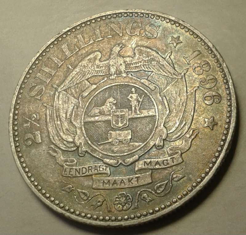 Nice 1896 ZAR Kruger silver 2 1/2 Shillings in XF