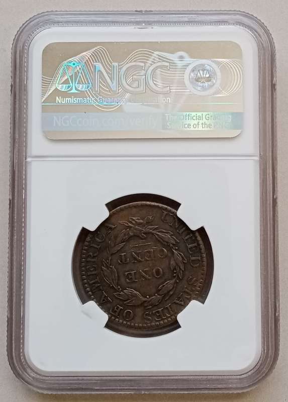 1825 USA Coronet Head large 1c NGC graded VF Details