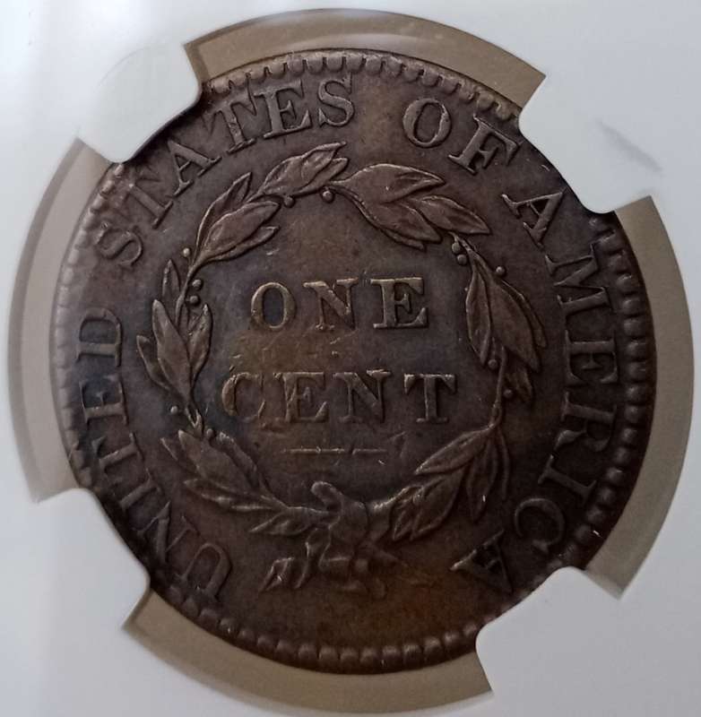 1825 USA Coronet Head large 1c NGC graded VF Details