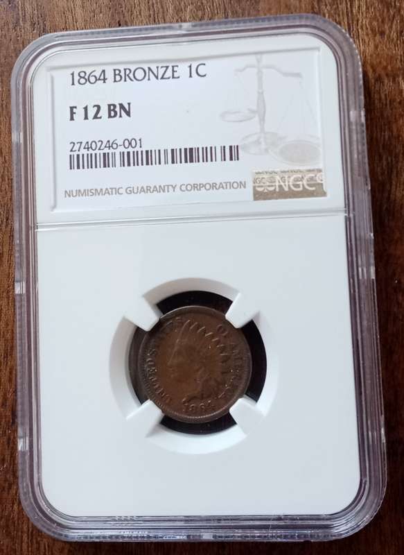 1864 USA Indian Head 1c NGC F12 BN