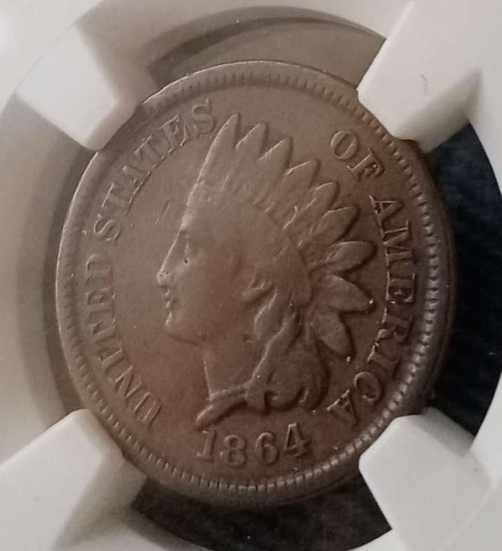 1864 USA Indian Head 1c NGC F12 BN