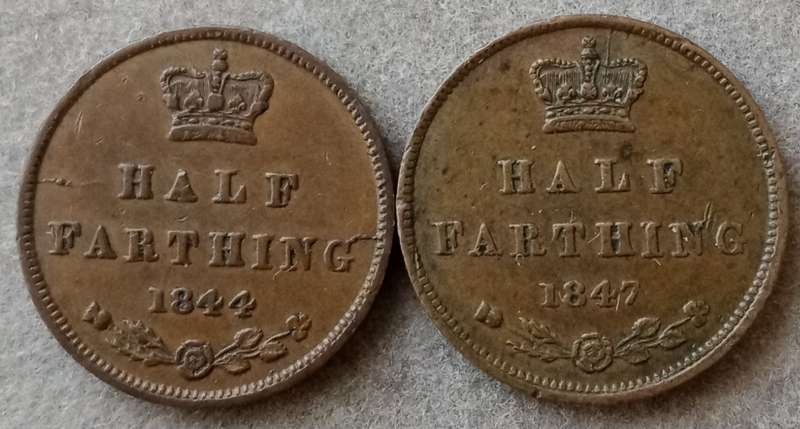1844 and 1847 British half farthing set