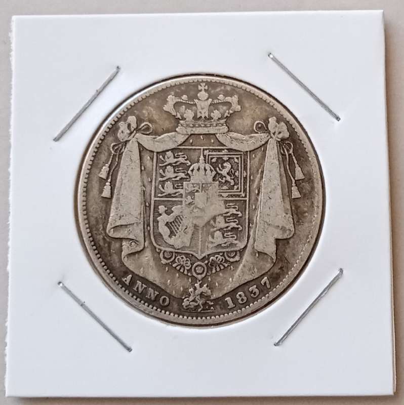 Scarce 1837 British silver half crown (low mintage)