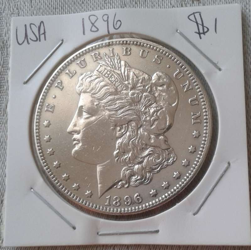 1896 USA silver Morgan dollar (Philadelphia Mint) with XF details