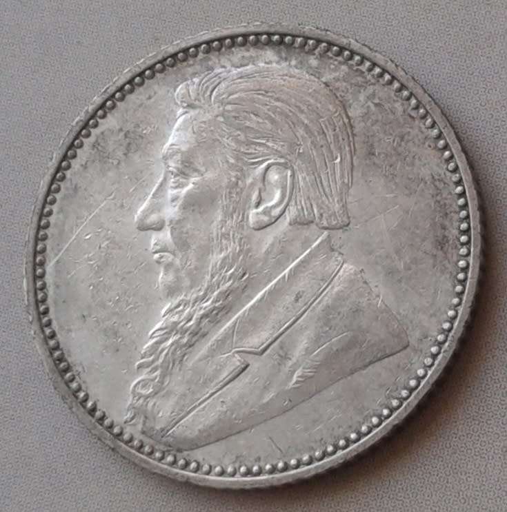 High grade 1897 ZAR Kruger silver sixpence in AU