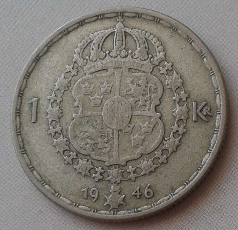 Decent 1946 Sweden silver 1 Krona