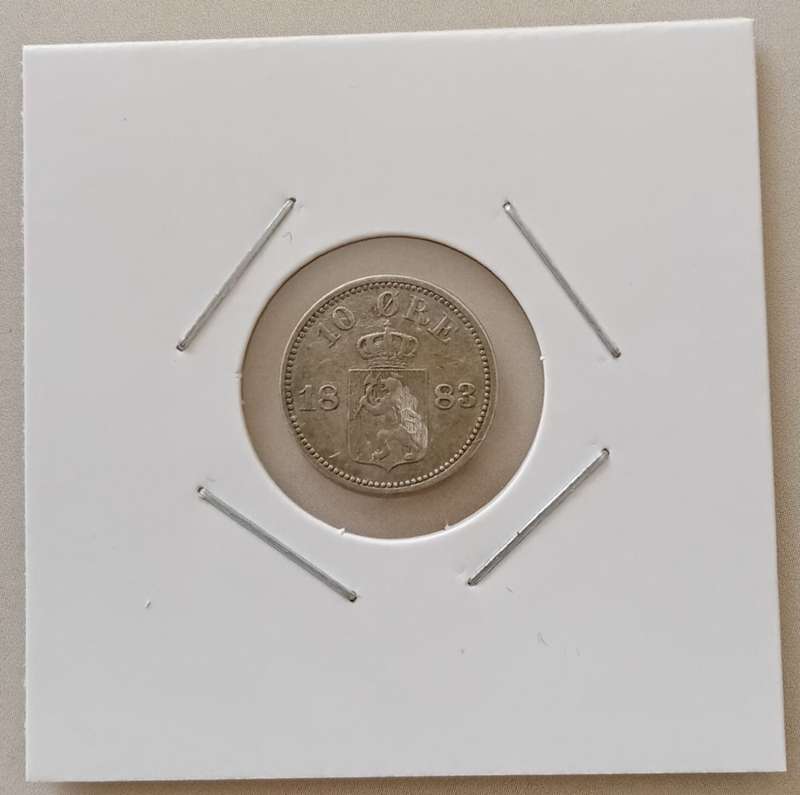 Nice 1883 Norway silver 10 Ore in VF