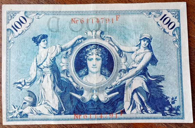 Nice 1908 German 100 Mark note in XF