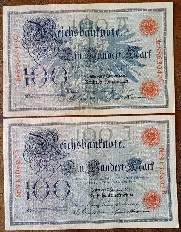 1908 German 100 Reichsmark note