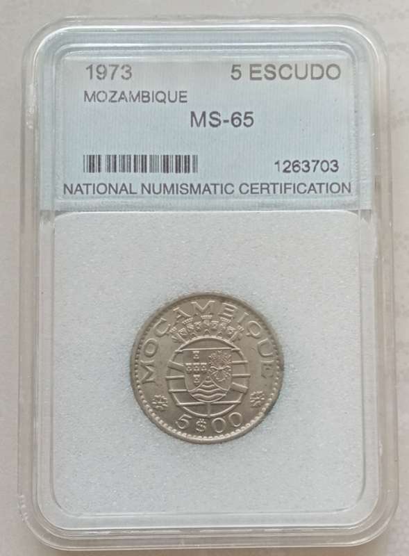 1973 Mozambique 5 Escudos NNC MS65