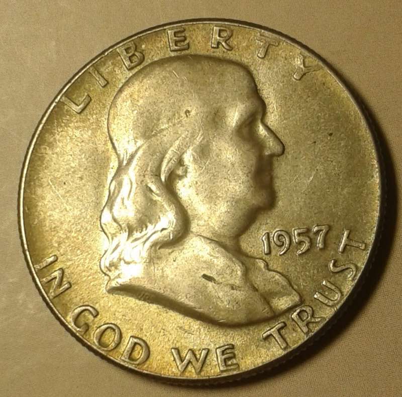 1957 USA Franklin uncirculated silver half dollar
