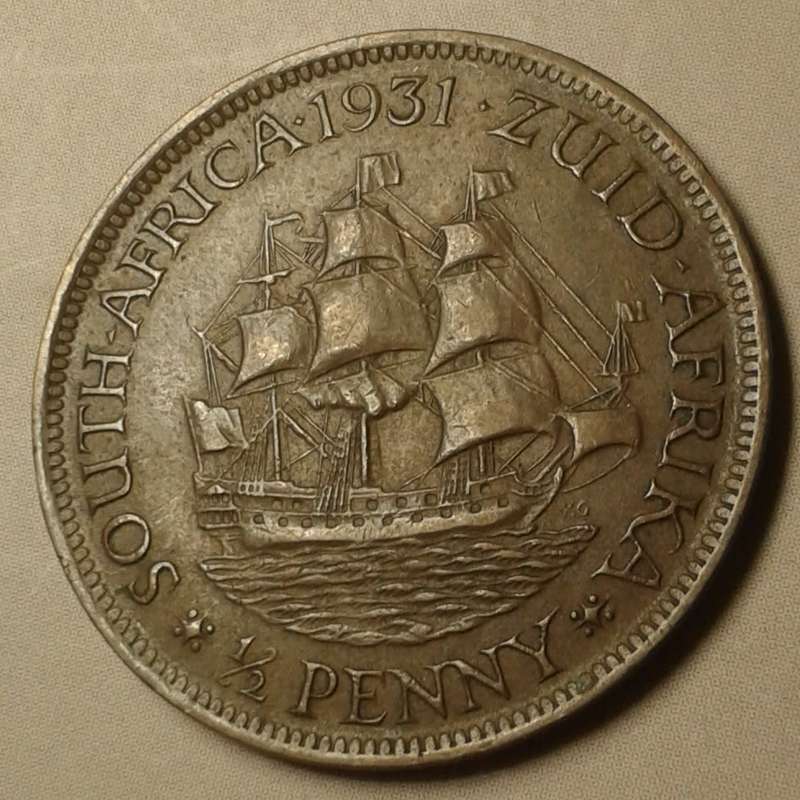 1931 Zuid union 1/2 penny in AU