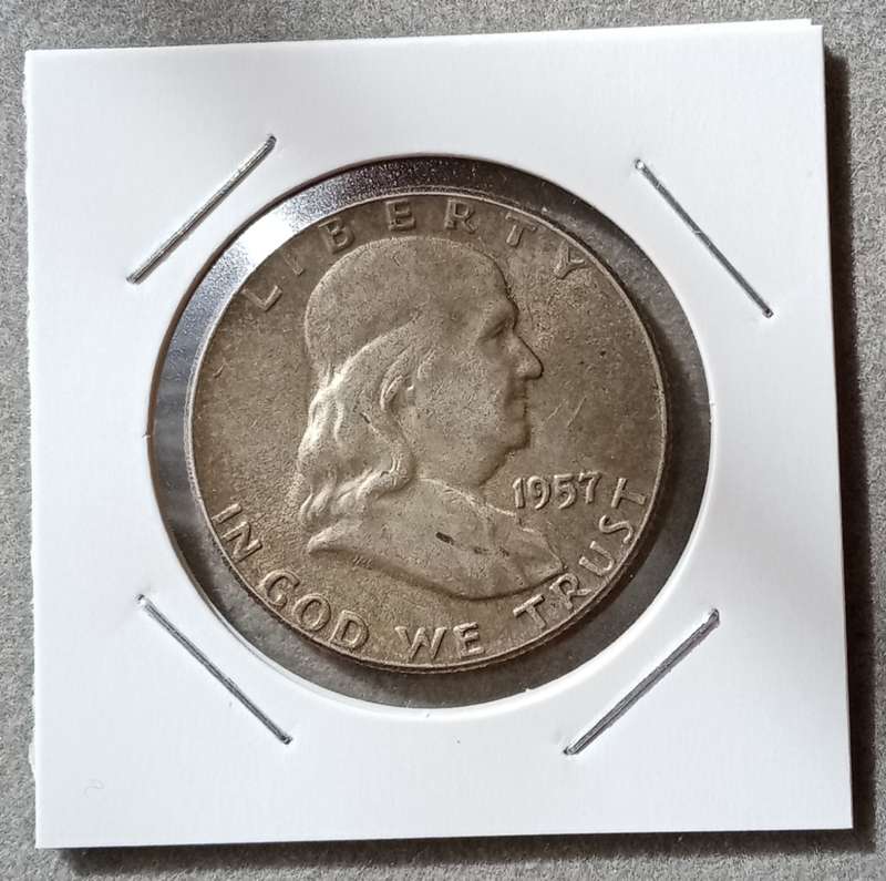1957 USA Franklin uncirculated silver half dollar
