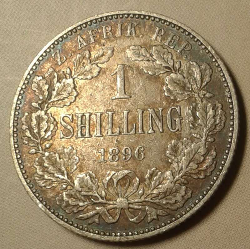 1896 ZAR Kruger silver shilling in VF.
