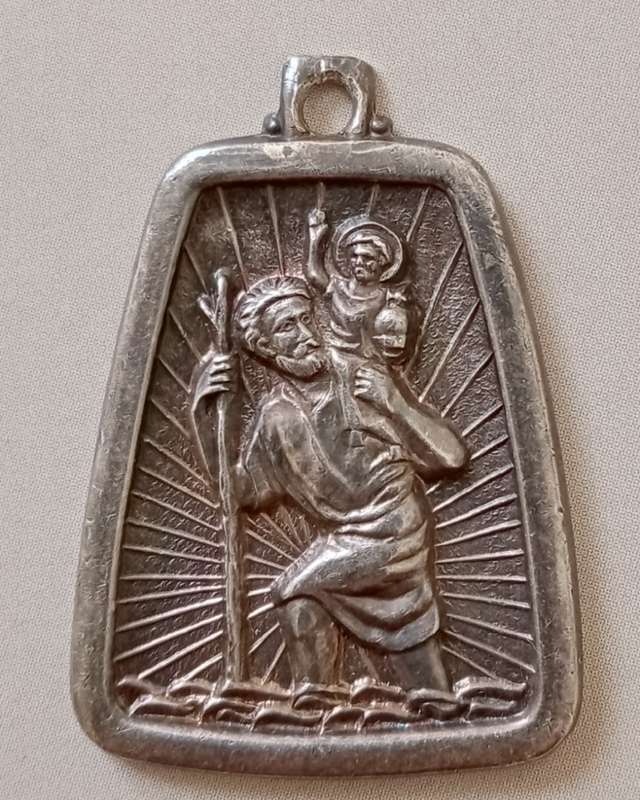 Vintage South African 1977 E.Tiessen silver St.Christopher pendant