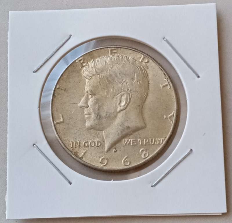 1968 D USA Kennedy silver half dollar
