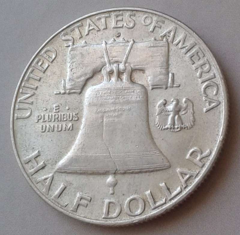 Nice 1958 D USA Franklin silver half dollar (high grade)