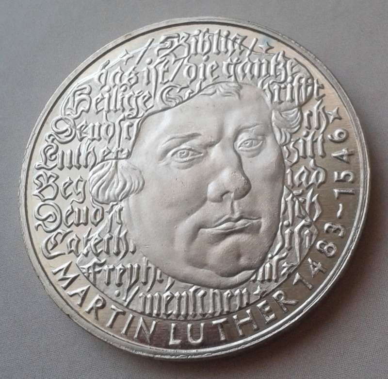 1983 German uncirculated 5 Mark with certificate (Martin Luther)