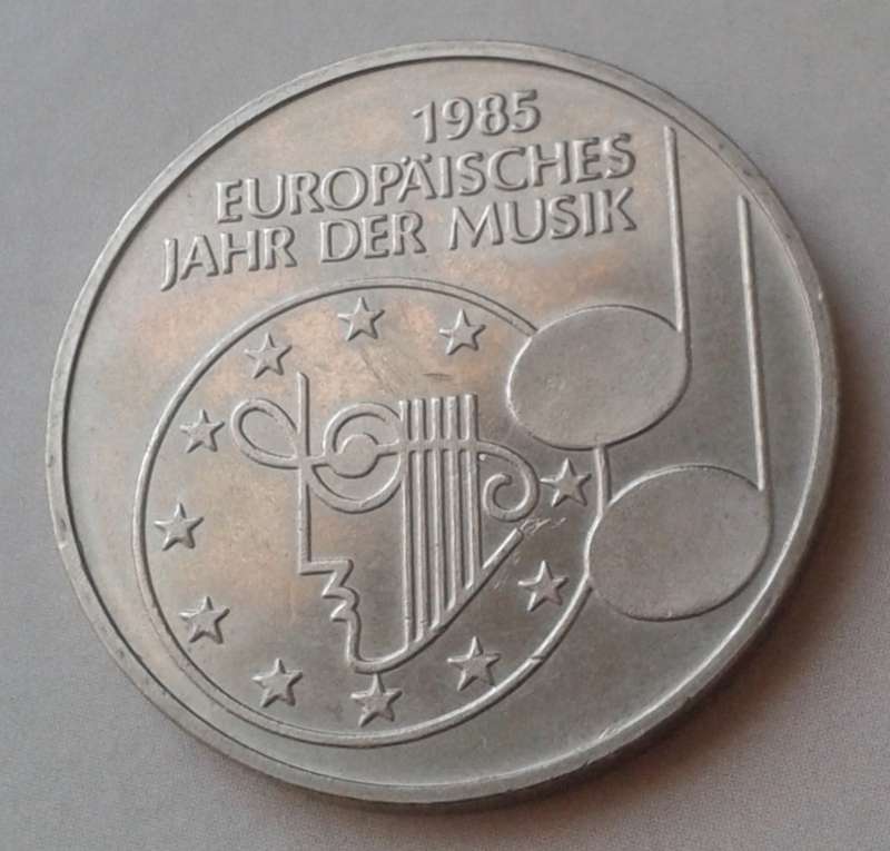 1985 German uncirculated 5 Mark with certificate
