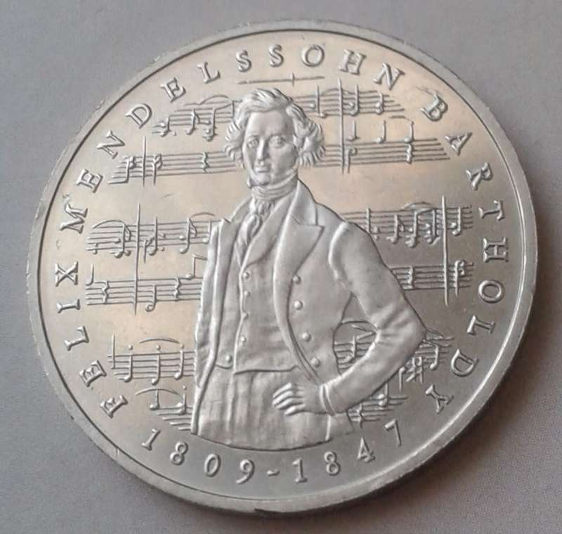1984 German uncirculated 5 Mark with certificate.