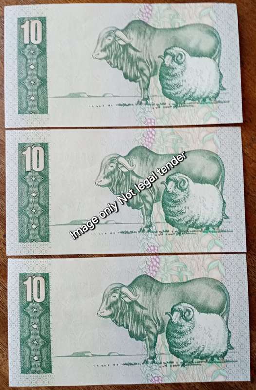 Lot of x3 TW de Jongh 1978 R10 notes (2 in sequence and 1 close)