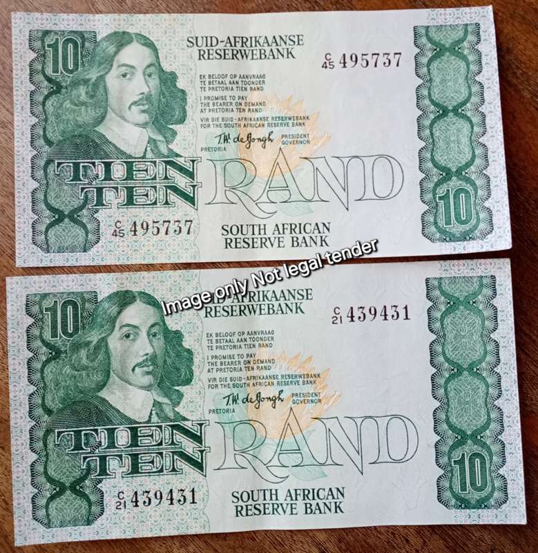 Decent 1978 T.W de Jongh R10 note