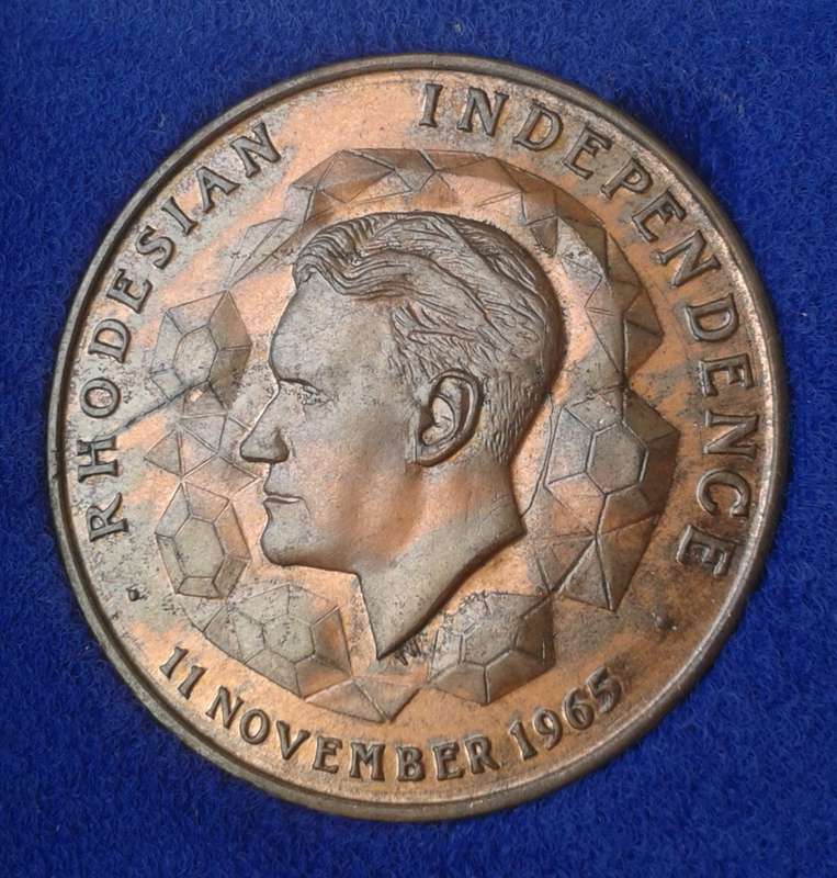 1965 Rhodesian Independence bronze medal in box