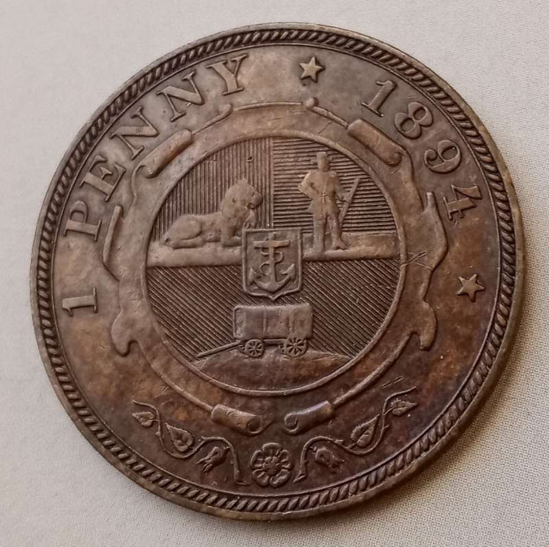 Scarce 1894 ZAR Kruger penny in XF