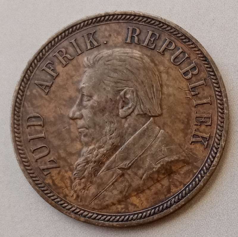 Scarce 1894 ZAR Kruger penny in XF