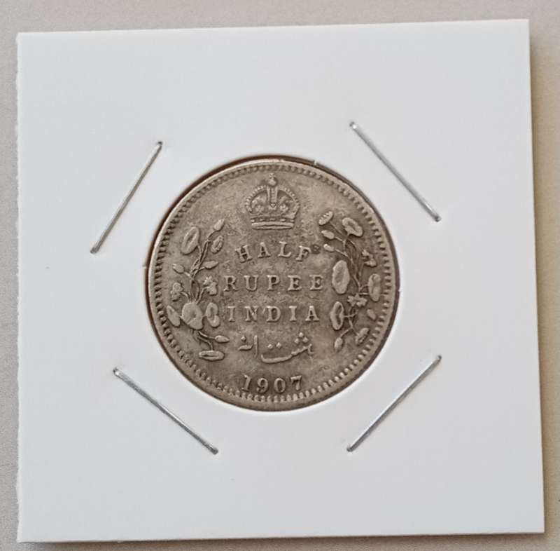 Nice 1907 (C) British-India silver half Rupee